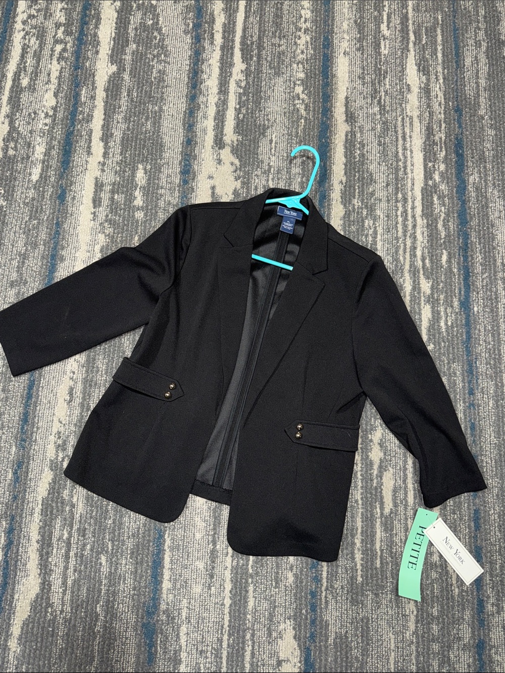 Size Large Petite New York Clothing Company Black 3/4 Sleeve Blazer Jacket